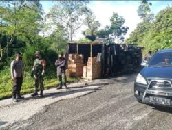 Akibat Jalan Rusak, Satu Truk Colt Disel Pengangkut Jajanan, Alami Kecelakaan