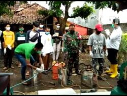 Kegiatan Ops Aman Nusa II, Melaksanakan Himbauan kepada masyarakat Dan Persiapan Penyemprotan Disinfektan Di KMP