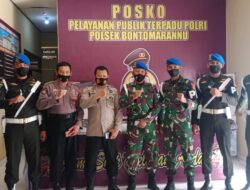 HUT Bhayangkara Ke -75, Divisi 3 Kostrad Berikan Surprise Ulang Tahun Ke Polsek Bontomarannu