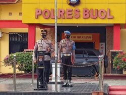 Kapolres Buol Pimpin Apel Gelar Pasukan, Pengawasan Prokes Pengamanan Idul Adha 1442 H