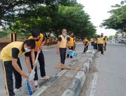 Sambut Hari Kemerdekaan RI ke 76 dan mendukung Palu Adipura, Jalan Soekarno Hatta diserbu pasukan kuning hitam