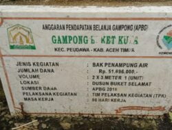 Pengadaan Sarana Air Bersih Gampong buket kuta Diduga Berbau Korups