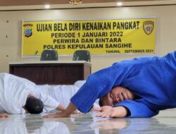 Polres Kepulauan Sangihe Ujian bela diri bagi personil yang akan naik pangkat.