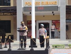 Kapolres Pimpin Pelaksanaan Sertijab Kasat Lantas, Kasat Intelkam, Kapolsek Patokbeusi dan Kapolsek Cipeundeuy Polres Subang