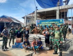 Menyambut Bulan Suci Ramadhan Personel Denpom XIV/3 Kendari Gelar Bhakti Sosial pembangunan Masjid Nur Syaja’ah