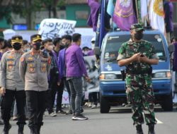 Dandim 0613/Ciamis Dan Kapolres Ciamis Ikuti Longmars Mahasiswa Unjuk Rasa