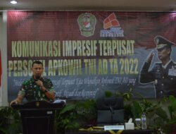 Membuka Kegiatan Komunikasi Impresif Terpusat Personil Apkowil TNI AD Tahun 2022