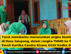 Turut membantu menurunkan angka Stunting di Desa Jalupang, dalam rangka TMMD ke 115, Persit Kartika Candra Kirana XXXII Kodim 0605