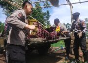 Polsek Pasirwangi Polres Garut Bersama Warga Bersihkan Halaman Masjid Besar Pasirwangi